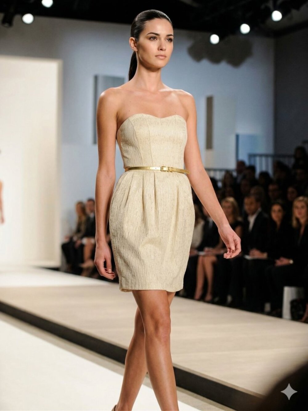 H&M Classy Gold Strapless Cocktail Dress with Belt & Pockets - Size 4